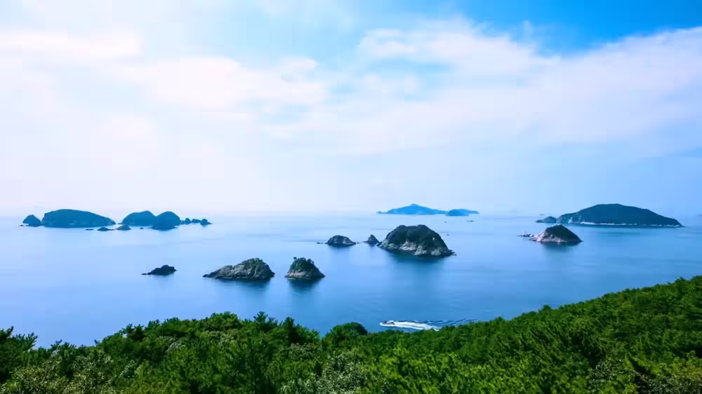 Namhae island coastline and forests